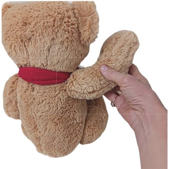 2012 Kohls Plush Teddy Bear 13" Sitting Huggable Toy Beige Tan w Scarf Nostalgia - Picture 11 of 16